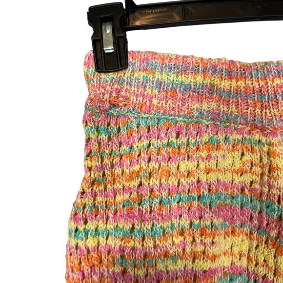 Something Navy Pastel Rainbow Sweater Shorts Rainbow SMALL Crochet Italian $115 - Picture 7 of 11